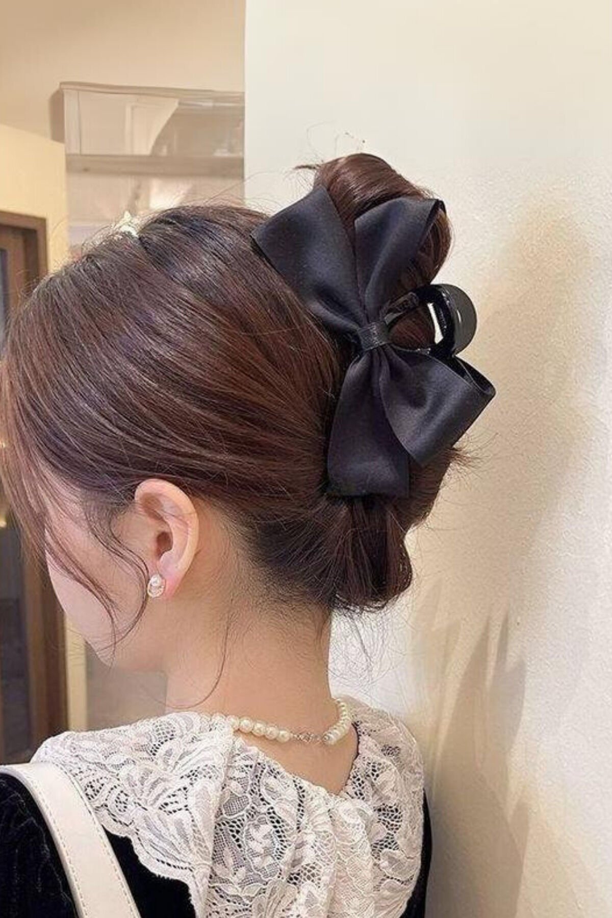 Kadın Siyah Çift Fiyonk Model Tırmık