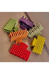 Kadın 6'lı Renkli Büyük Xl Mandal-tırmık Toka Seti Inci Desenli