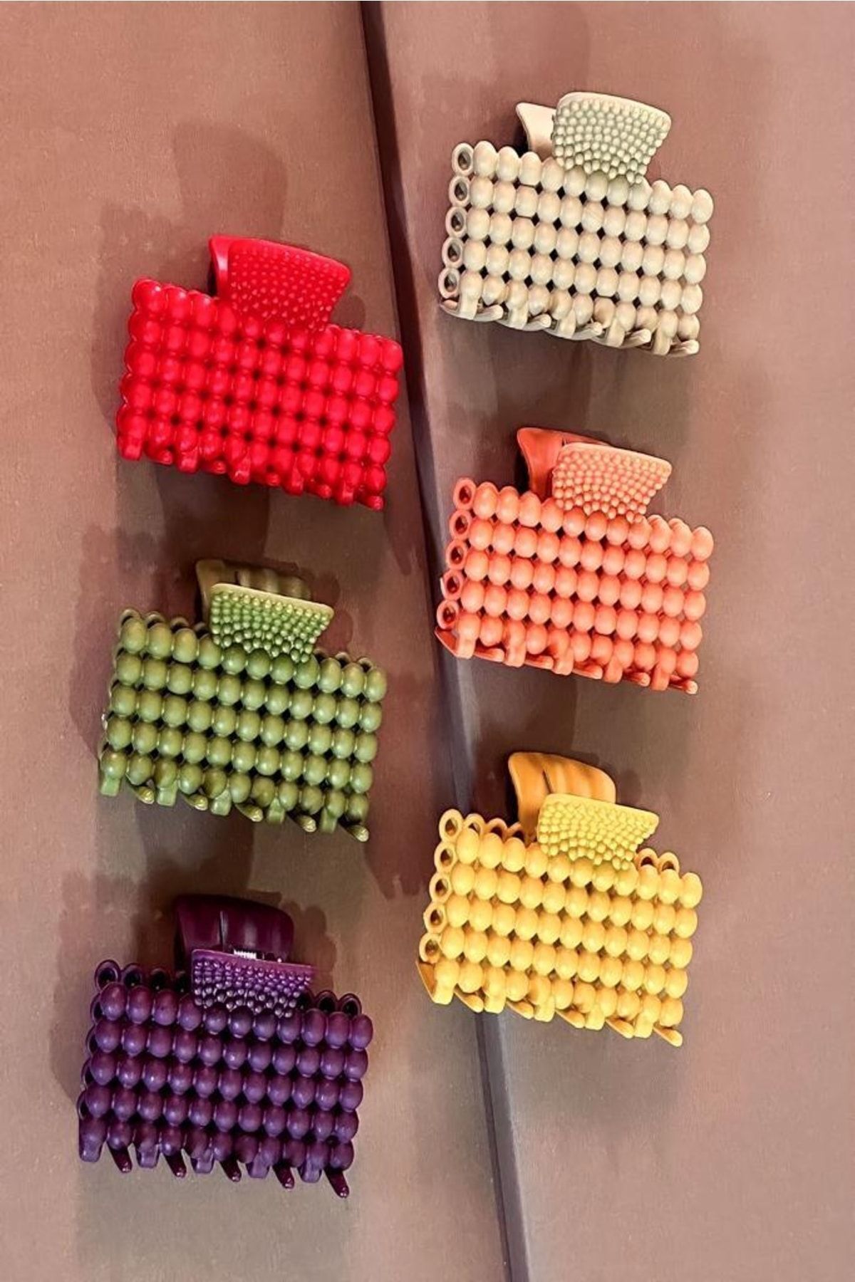 Kadın 6'lı Renkli Büyük Xl Mandal-tırmık Toka Seti Inci Desenli